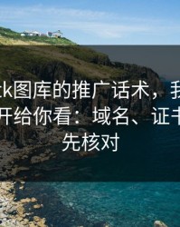 关于99tk图库的推广话术，我把常见套路拆开给你看：域名、证书、签名先核对