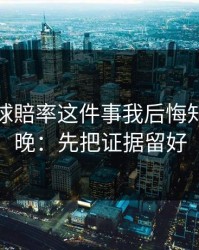 澳门足球賠率这件事我后悔知道得太晚：先把证据留好